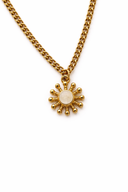AMALFI sun pendant gold necklace on fine chain, available in blue white brown green — Palms Out