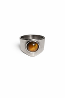 CAIRO tiger's eye gold statement ring, sculptural setting, stainless steel — Palms Out