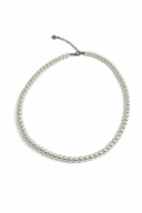 PALMA pearl strand necklace with engraved Palms Out tag, stainless steel