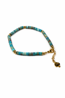 CAPRI gold beaded bracelet with turquoise detail, PVD gold stainless steel — Palms Out