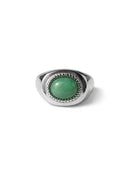 PRAGUE green chrysoprase ring in gold setting, stackable stainless steel ring — Palms Out