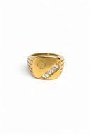 ZURICH gold signet ring with cubic zirconia, 18k PVD gold on stainless steel — Palms Out