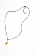 MILAN gold paperclip chain necklace with canary yellow stone pendant — Palms Out
