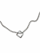 VERONA geometric square pendant beaded chain necklace, stainless steel — Palms Out